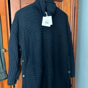 TWP oversized T Ribbed turtle Neck Sweater with Side Button Detail wool